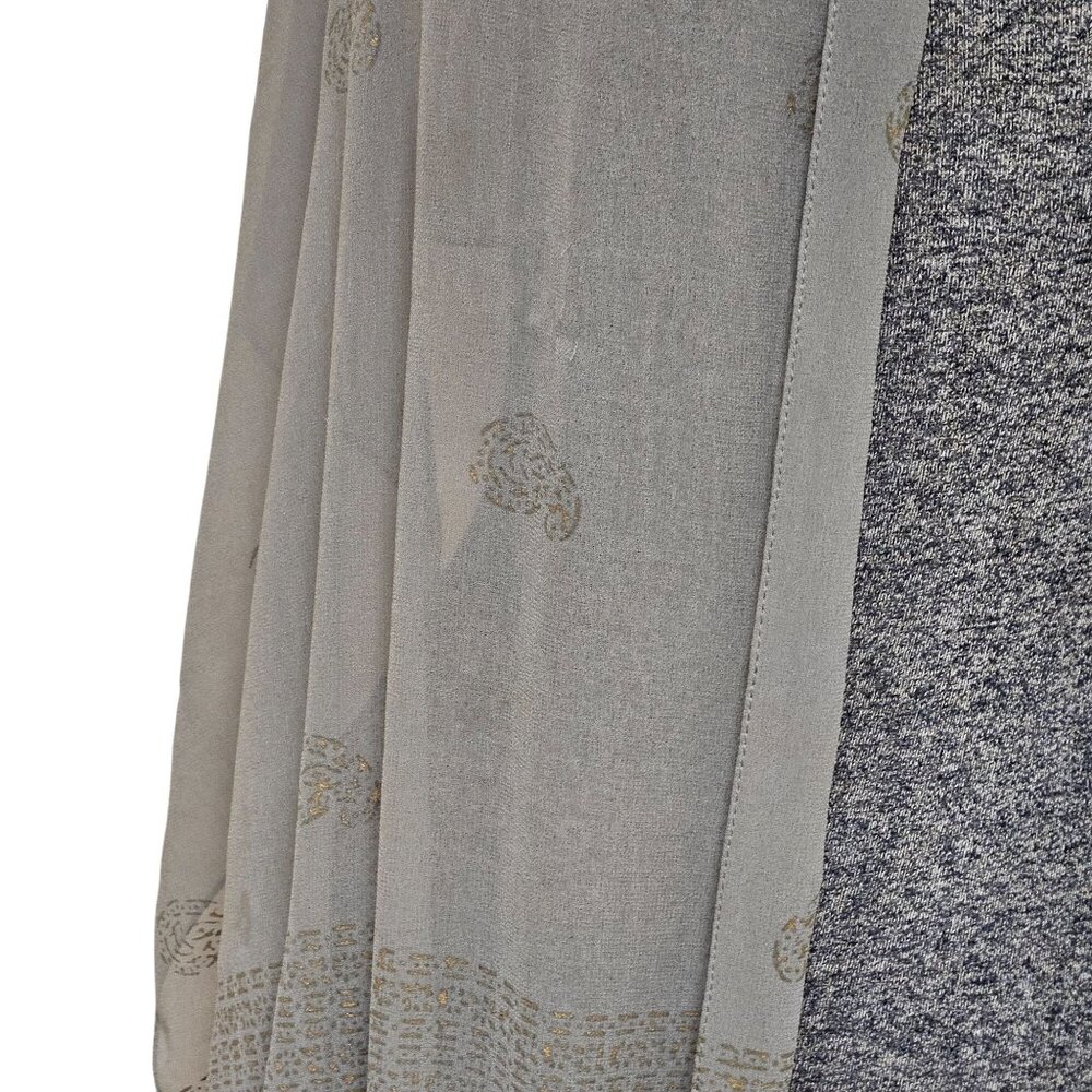 A Brod Fashion Accessories Gray Gold Metallic Fringe Wrap Scarf Shawl Vintage - Picture 3 of 9
